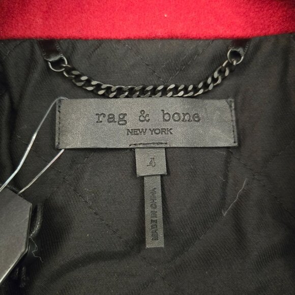 Rag & Bone Daine Long Single Breasted Wool Coat Deep Berry Red Office NWT - Picture 14 of 16